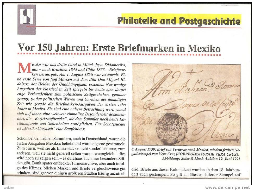 Mexiko, Postgeschichte Von Der Vorphilazeit - Ende Des Kaiserreiches 1867 Auf 3 DIN A 4 Doppelseiten - Philately And Postal History