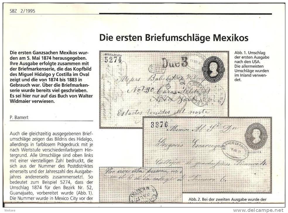 Mexiko, Die Ersten Brief-Ganzschen 1874-1884. Informationen Auf 2 DIN A 4 Doppelseiten - Filatelia E Historia De Correos