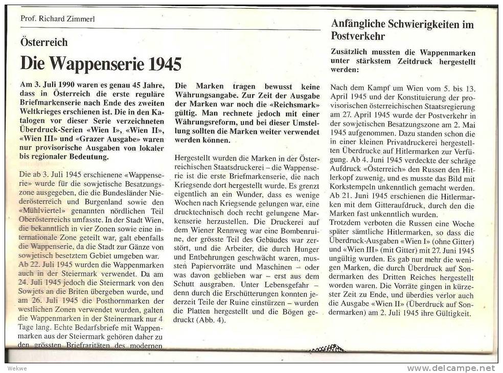 Österreich, Wappen Und Posthornausgaben 1945 Und Die Verwendung Auf 4 DIN A Doppelseiten - Filatelia E Historia De Correos