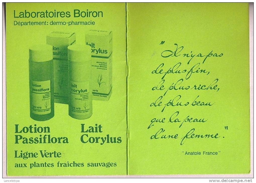 CALENDRIER 1976 / LABORATOIRES BOIRON DERMO PHARMACIE - Kleinformat : 1971-80