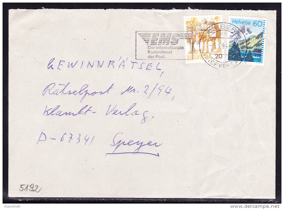 3.3.1994  -  Bedarfsbeleg. Gelaufen Von Bern Nach Speyer / D  -  Siehe Scan  (ch5192) - Lettres & Documents