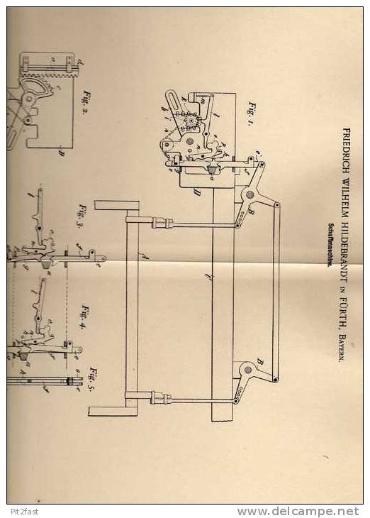 Original Patentschrift - F. Hildebrandt  In Fürth , Bayern , 1899 , Schaftmaschine !!! - Machines