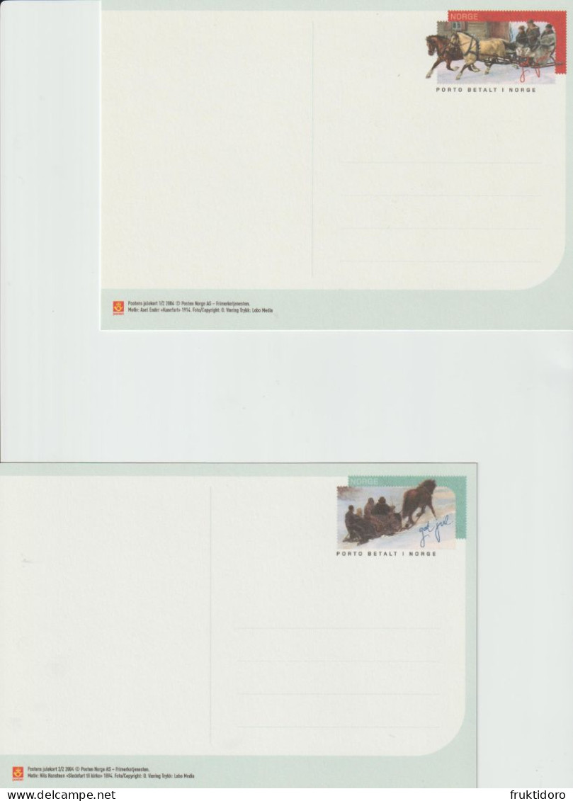 Norway Postal Stationery 2004 Christmas Painting - Nils Hansteen 'Trip To Church' - Axel Ender 'Walking Tour' ** - Postal Stationery