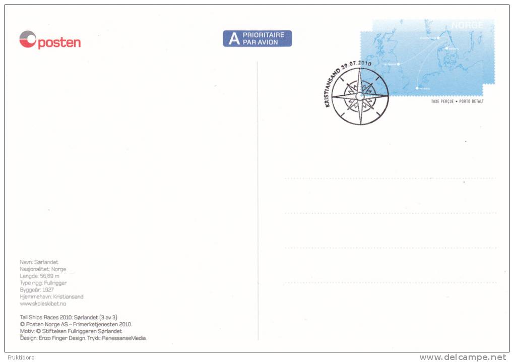 Norway Postal Stationery 2010 Tall Ship Races First-Day Cancellation - Ganzsachen