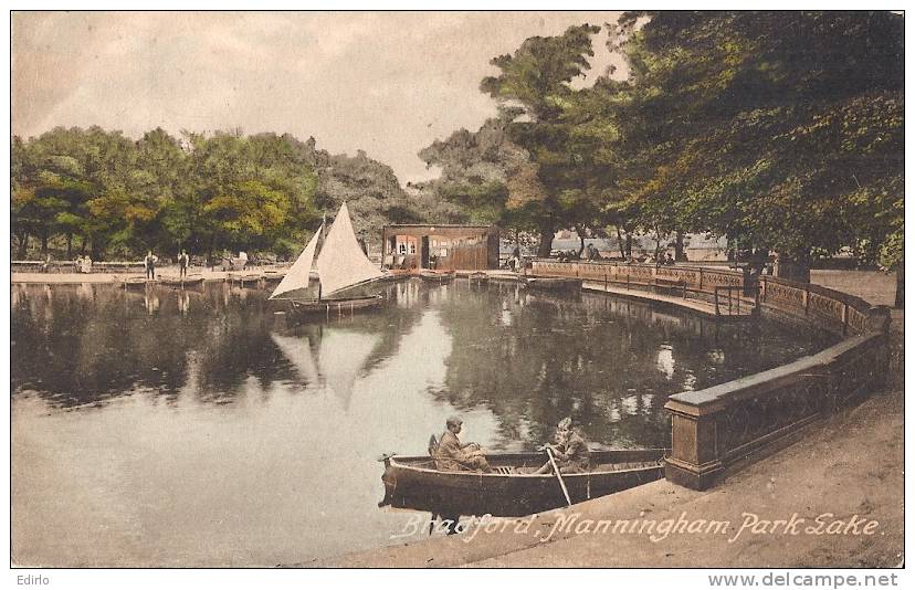 -BRADFORD Manningham Park Lake - Stamped 1927  OK - Bradford