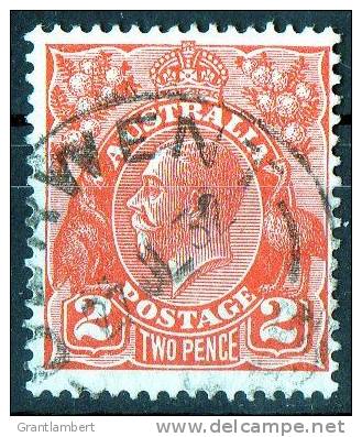 Australia 1931 King George V 2d Red - C Of A Wmk Used - Derwent, Tasmania - Gebraucht