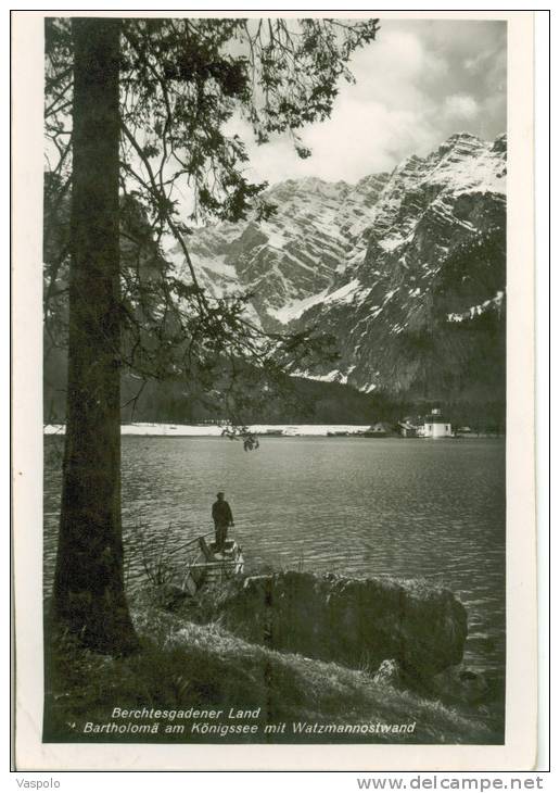 GERMANY-BERGSTESGADENER LAND-BARTHOLOMA IM KONIGSSEE MIT WATZMANNOSTWAND-CIRCULATE D -1948 - Berchtesgaden