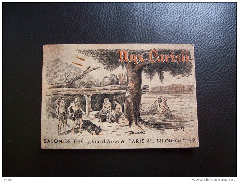 Carte Ancienne D´un Salon Du Thé "Aux Parisii",9, Rue D'arcole à Paris - Publicités