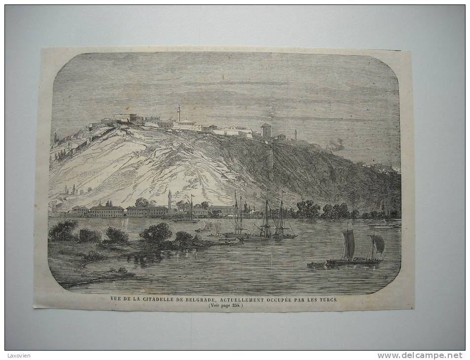 GRAVURE 1865. VUE DE LA CITADELLE DE BELGRADE, OCCUPEE PAR LES TURCS. - Altri & Non Classificati