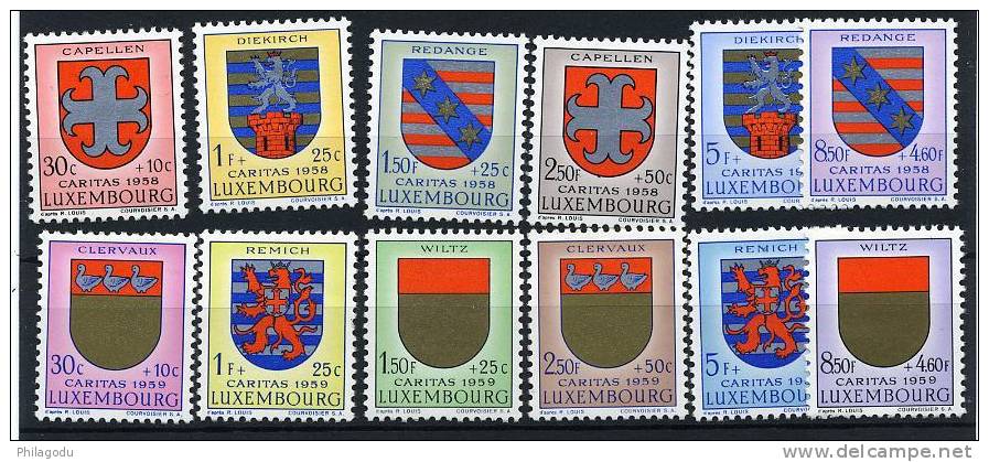 Blasons, Caritas 58-59,  553 / 558** 570 / 575**, Cote 26,50 €, - Ungebraucht