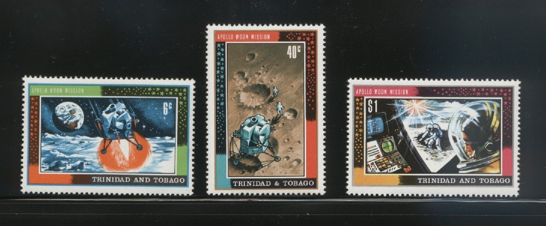 TRINIDAD & TOBAGO 1969 1ST MAN ON MOON APOLLO SPACE SET OF 3 NHM - Trindad & Tobago (1962-...)