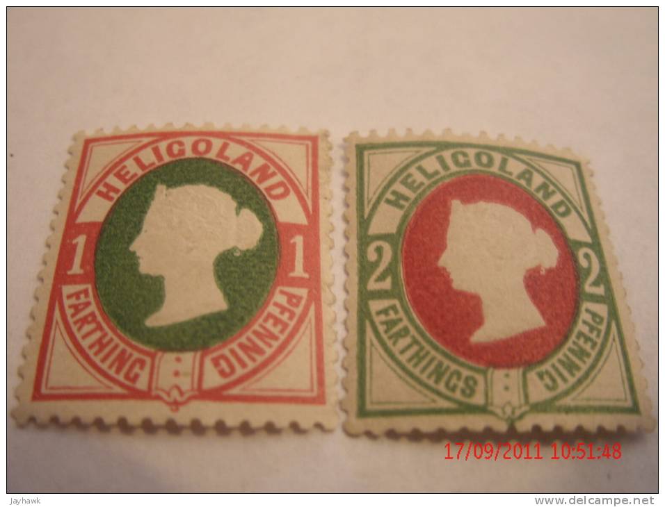 HELIGOLAND, SCOTT# 14 & 15, 1pf & 2pf, MINT OG - Heligoland