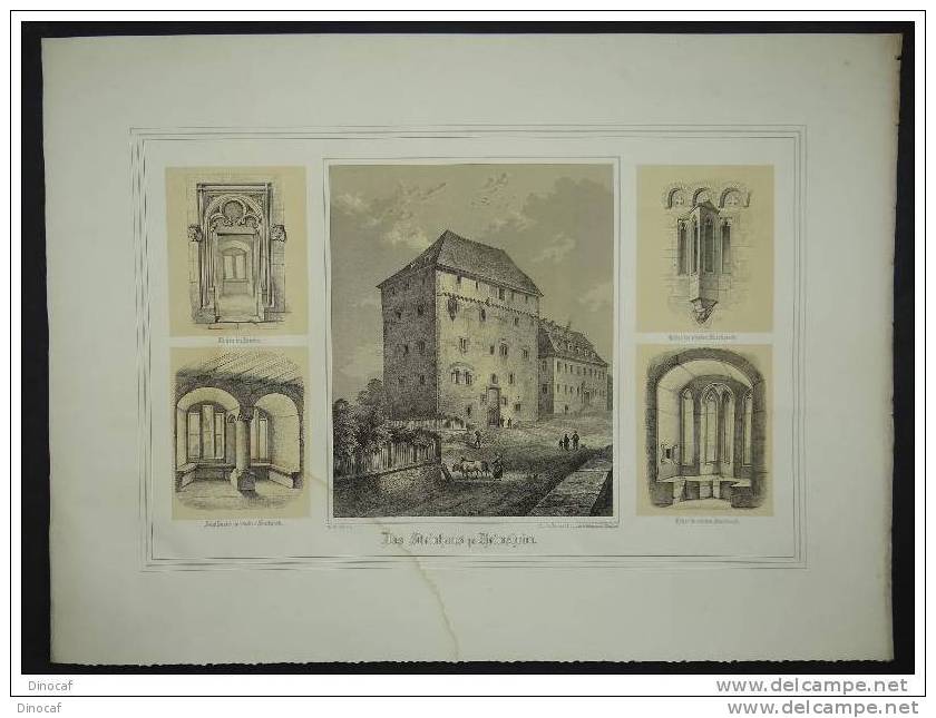 "Steinhaus Zu Heimsheim" Engraving Of  58 X 45 Cm, **1880**, Enzkreis,  Baden-Württemberg, Germany - Altri & Non Classificati