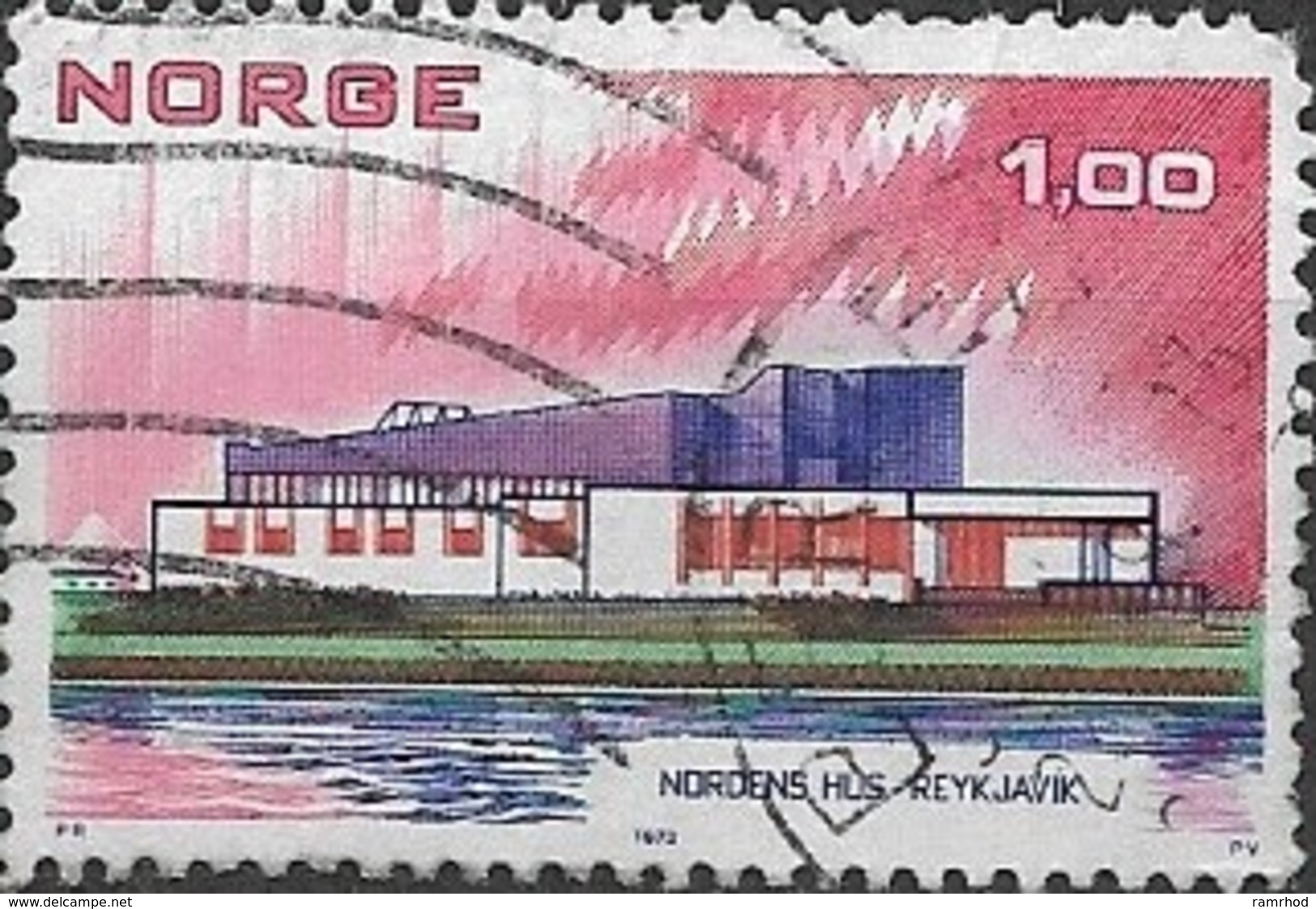 NORWAY 1973 Nordic Countries' Postal Co-operation - 1k The Nordic House, Reykjavik FU - Gebraucht