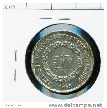 BRASIL - Pedro II 500 Reis 1858 - 6.37 G Silver .917 - RARE Mintage 792,000 - Very High Grade - Brasilien