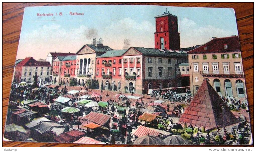 == DE  Karlsruhe  , Baden Rathaus Pyramide  .. Ca. 1910 - Karlsruhe