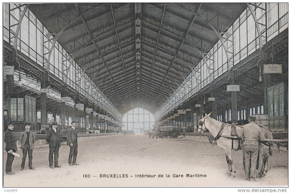 BRUXELLES - CPA - Intérieur De La Gare Maritime - Vue Colorisée - Superbe - Transport (rail) - Stations