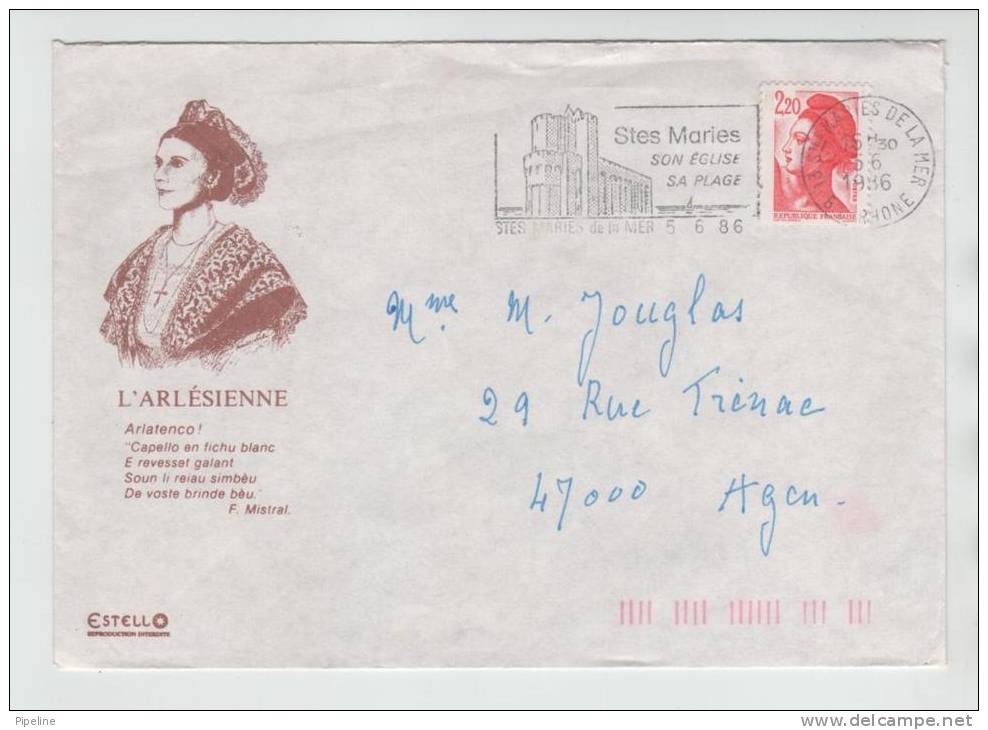 France Cover With Cachet Stes Maries De La Mer Rhone 5-6-1986 - Covers & Documents