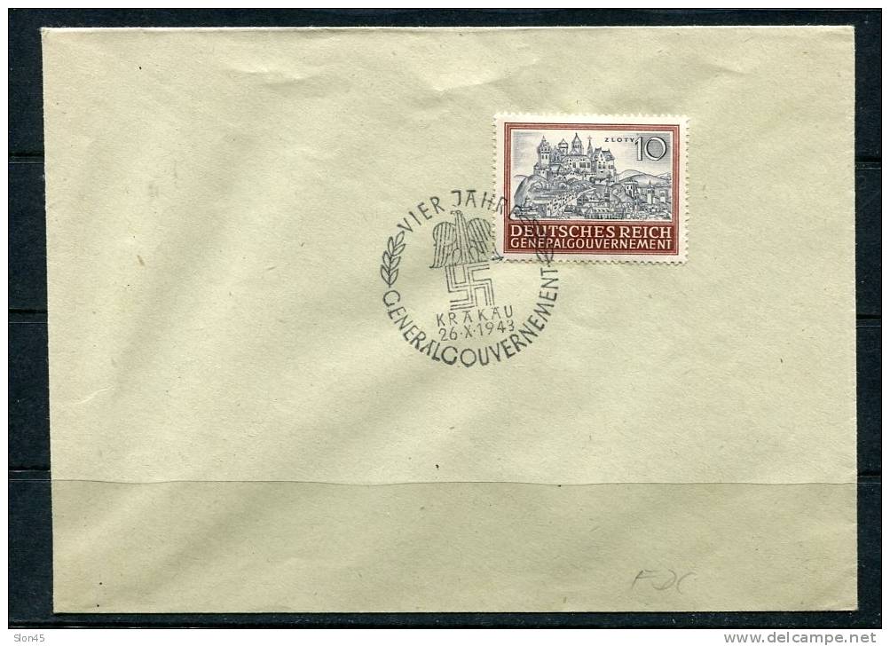 Poland Occ. GG/Germany 1943 Cover  Mi 116 First Day Special Cancel Cracow Castle - General Government