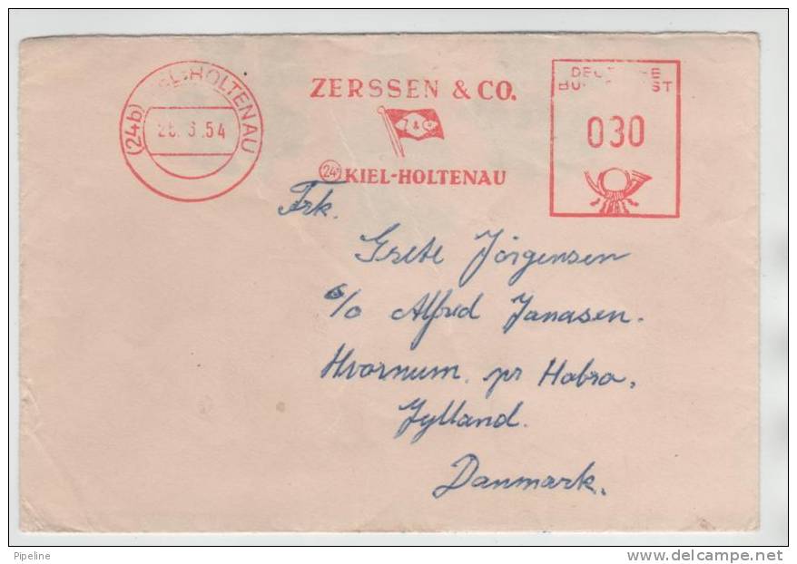 Germany Cover With Meter Cancel Kiel-Holtenau Zerssen & Co. 25-6-1954 - Storia Postale