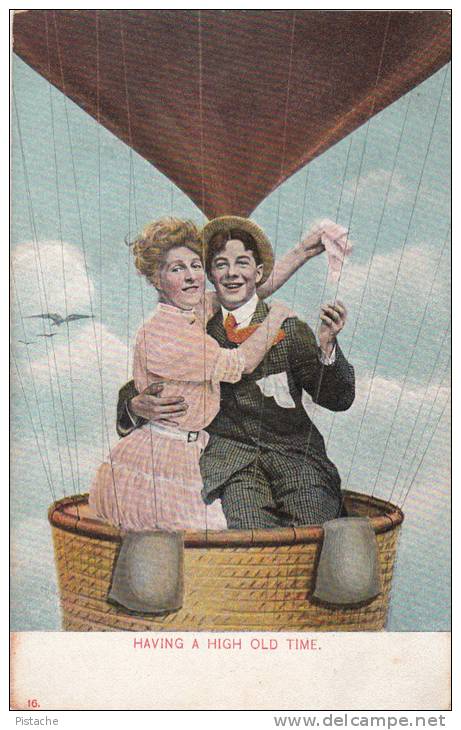 Vintage 1907 Fantasy - Hot Air Balloon - Couple - Life Model Series - Good Condition - 2 Scans - Luchtballon