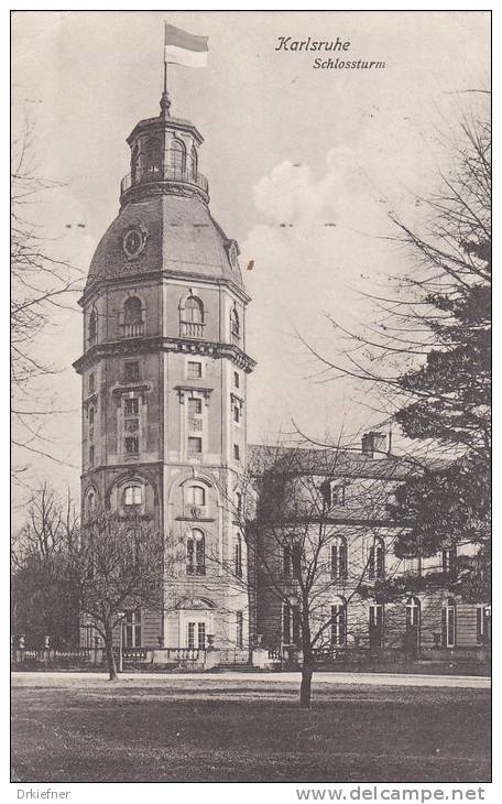 Karlsruhe,  Schlossturm, Um 1909 - Karlsruhe