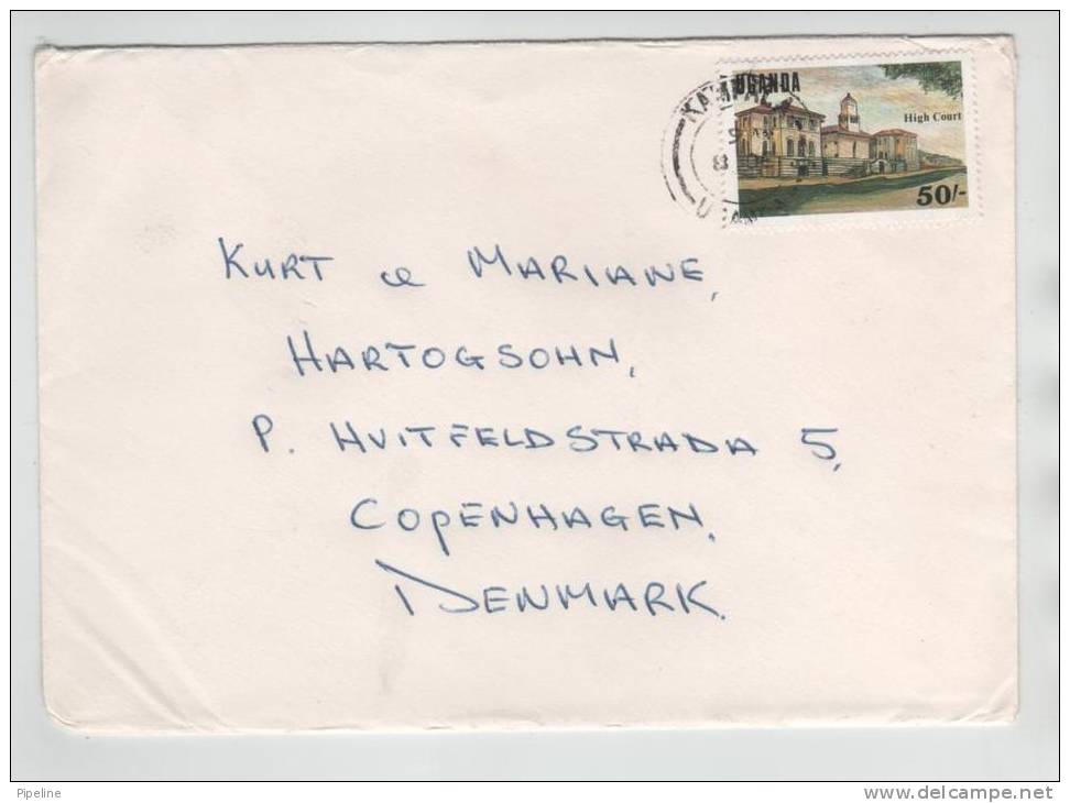 Uganda Cover Sent To Denmark Kampala Single Stamped - Uganda (1962-...)