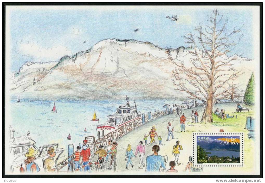 Feuillet Provenant Du Carnet De Voyage De 2005 "La France à Voir" Avec Timbre "Le Lac D´Annecy" Neuf - Neufs