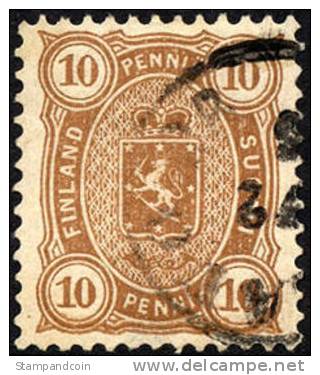 Finland #27 XF Used 10p Brown From 1881 - Used Stamps