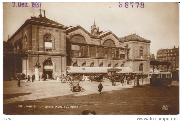 Paris France, Gare Montparnasse, Street Car, Auto, C1910s/20s Vintage Real Photo Postcard - Arrondissement: 14