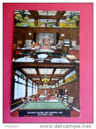 Multi View Maurice Baths Roycroft Den  & Billiard Table Arkansas > Hot Springs  Ca 1910     -ref  448 - Hot Springs