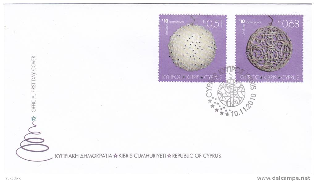 Cyprus FDC Mi 1198-1199 Christmas - 2010 - Christmas Decorations - Lettres & Documents