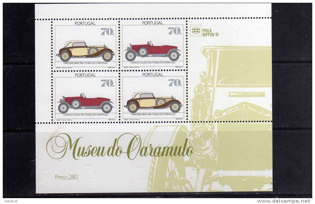 PORTOGALLO - PORTUGAL 1991 MUSEO DELL´ AUTOMIBILE D´EPOCA MNH FOGLIETTO - Nuovi