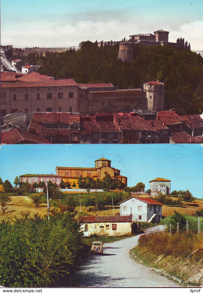 Abbazia Del Monte + Rocca Malatestiana, 2 Cartoline Di Cesena - Cesena