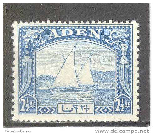 (SA0490) ADEN, 1937 (Dhow, 2½a., Blue). Mi # 5. Mint Hinged* Stamp - Aden (1854-1963)