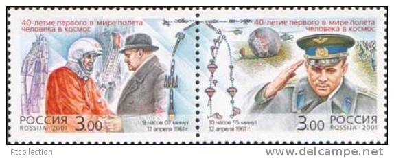 Russia 2001 - 40th Anniversary First Manned Space Flight Astronaut Yu.A. Gagarin Famous People Stamps Michel 908-909Zd - Sammlungen