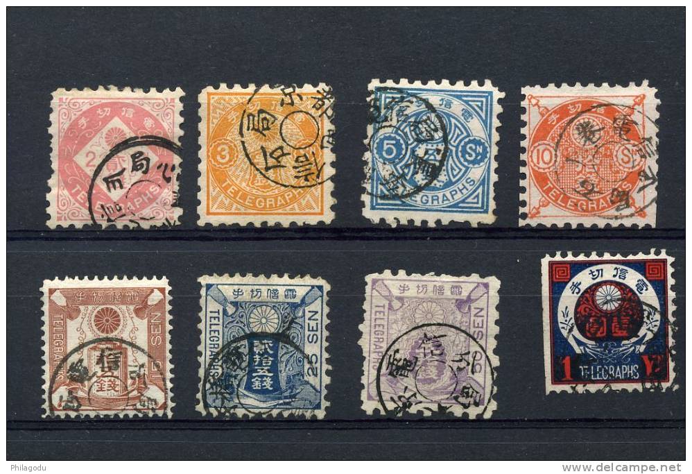 Japon Télégraphes 1/10 Ø Sauf Le 1 Et 4   Cote Yv.   215 Euros - Telegraph Stamps