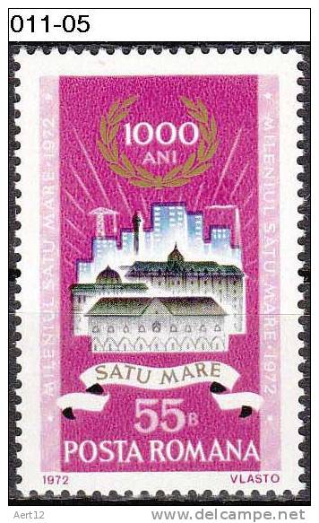 ROMANIA, 1972, Millennium Of Satu-Mare,  MNH (**); Sc. 2372 - Nuevos