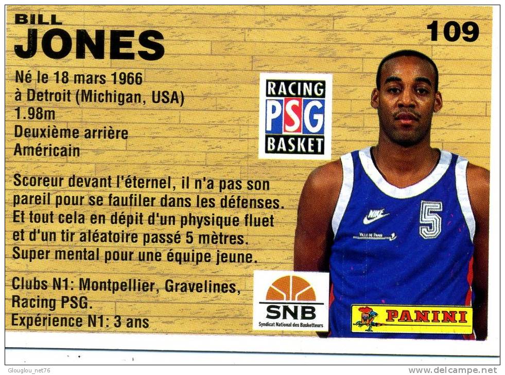 IMAGE CARTONNEE.....BASKETBALL....BILL JONES....CHAMPIONNAT DE FRANCE 1994 VOIR SCANNER... - Autres & Non Classés