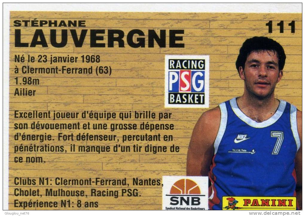 IMAGE CARTONNEE.....BASKETBALL...STEPHANE LAUVERGNE....CHAMPIONNAT DE FRANCE 1994 VOIR SCANNER... - Sonstige & Ohne Zuordnung