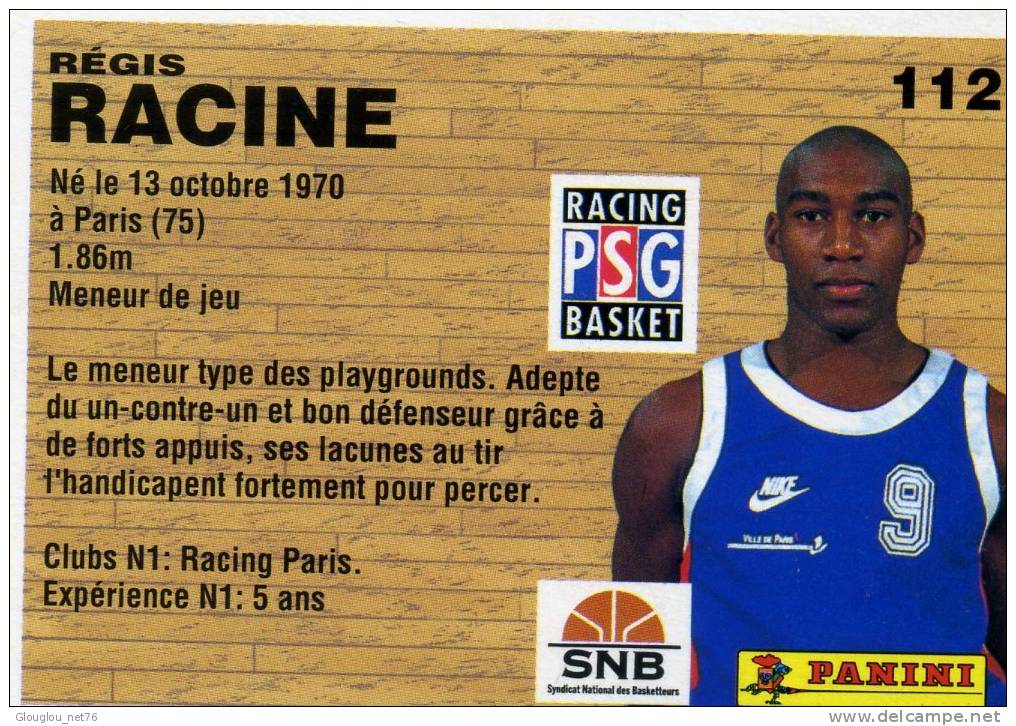 IMAGE CARTONNEE.....BASKETBALL....REGIS RACINE....CHAMPIONNAT DE FRANCE 1994 VOIR SCANNER... - Autres & Non Classés