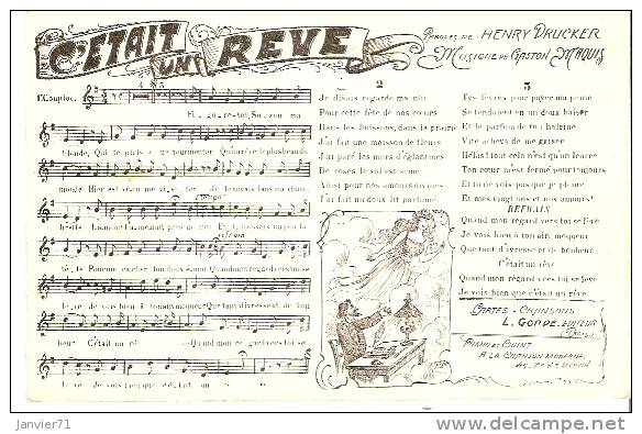 Cartes Chansons L.Gorde Editeur " C'était Un Reve " - Musica