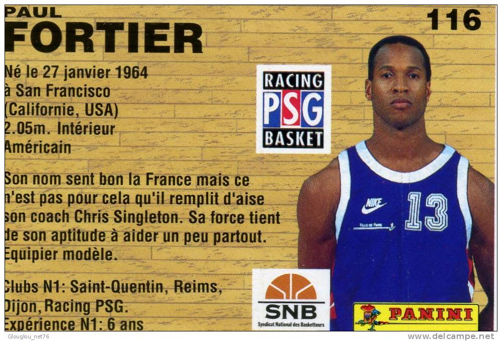 IMAGE CARTONNEE.....BASKETBALL....PAUL FORTIER....CHAMPIONNAT DE FRANCE 1994 VOIR SCANNER... - Autres & Non Classés