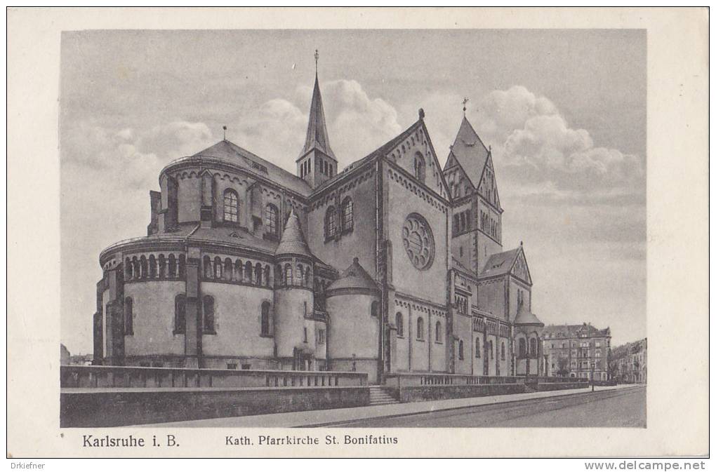 Karlsruhe, Kath. Pfarrkirche St. Bonifatius Um 1920 - Karlsruhe