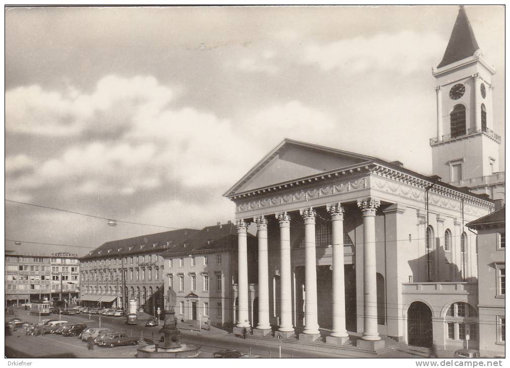 Karlsruhe,  Marktplatz Mit Stadtkirche, Um 1965 - Karlsruhe