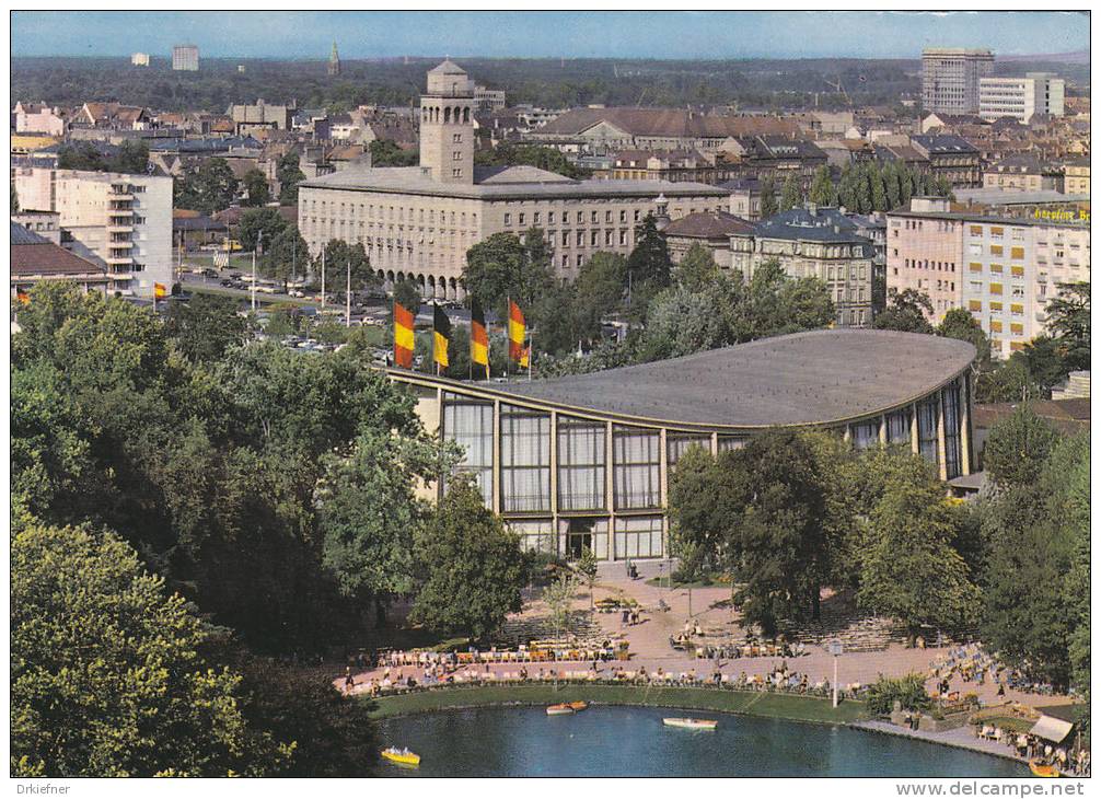 Karlsruhe, Blick Auf Den Stadtgartensee Und Schwarzwaldhalle, Um 1963 - Karlsruhe