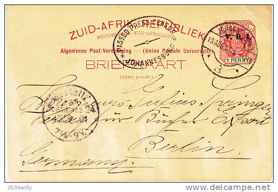 Südafrika 1901, Briefkarte Mit Pressezensur- U. Ankunftsstempel Berlin, 1901  (4.108) - Cartas & Documentos