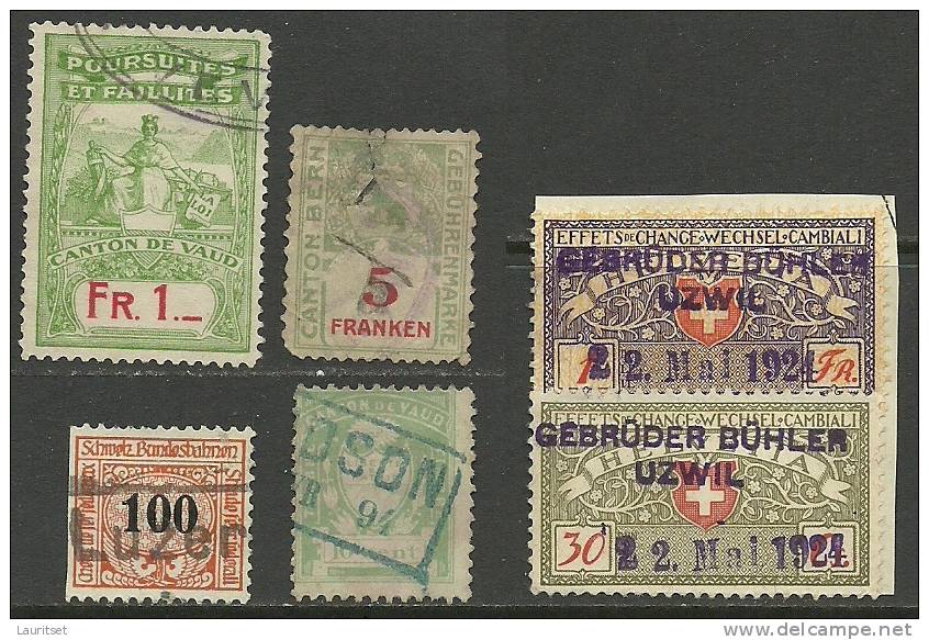 SCHWEIZ Switzerland Lot Of Old Stamps (Steuermarken , Canton De Vaud , Bahnpost Usw) - Fiscaux