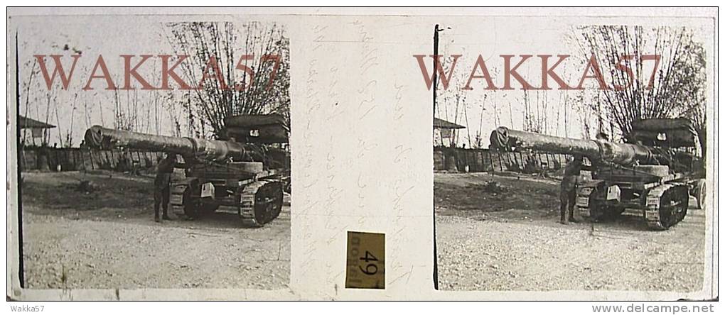 $3E6- WWI - Trasporto Di Un Cannone Da 152 Su Trattrice Verso Monfalcone - Marzo 1916 - Plaques De Verre