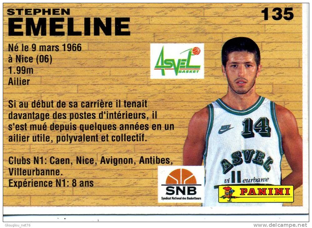 IMAGE CARTONNEE.....BASKETBALL...STEPHEN EMELINE....CHAMPIONNAT DE FRANCE 1994 VOIR SCANNER... - Autres & Non Classés